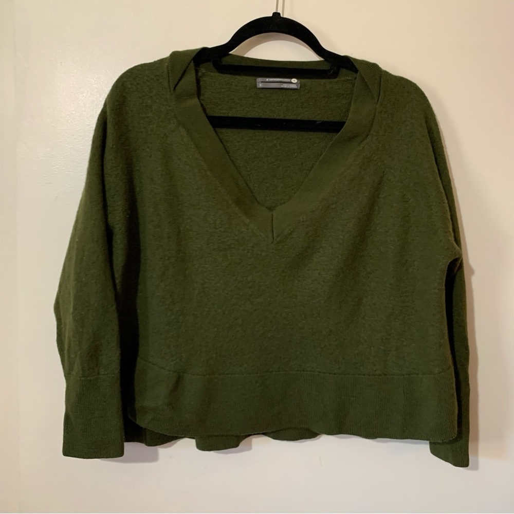 Anthropologie Gabby Long Sleeve Cropped Wool Blend Sweater in Green Size Small
